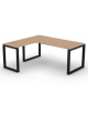 Workstation Sx forma a L, piano melaminico spessore mm 18 e struttura metallica gambe ad anello - cm 180x160x73,5h