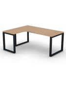 Workstation Sx forma a L, piano melaminico spessore mm 25 e struttura metallica gambe ad anello - cm 180x140x74h