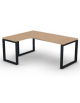 Workstation Sx forma a L, piano melaminico spessore mm 30 e struttura metallica gambe ad anello - cm 180x140x74,5h