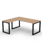 Workstation Sx forma a L, piano melaminico spessore mm 30 e struttura metallica gambe ad anello - cm 180x160x74,5h