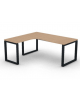 Workstation Sx forma a L, piano melaminico spessore mm 30 e struttura metallica gambe ad anello - cm 180x160x74,5h