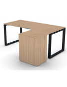 Workstation con cassettiera portante Dx e gambe ad anello - piano melaminico spessore mm 18 - Colori a scelta - cm 180x140x73,5h