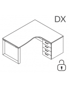 Workstation con cassettiera portante Dx e gambe ad anello - piano melaminico spessore mm 30 - Colori a scelta - cm 180x160x74,5h