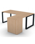 Workstation con cassettiera portante Dx e gambe ad anello - piano melaminico spessore mm 18 - Colori a scelta - cm 180x160x73,5h