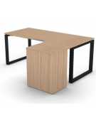 Workstation con cassettiera portante Dx e gambe ad anello - piano melaminico spessore mm 25 - Colori a scelta - cm 180x140x74h