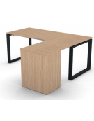 Workstation con cassettiera portante Dx e gambe ad anello - piano melaminico spessore mm 25 - Colori a scelta - cm 180x160x74h