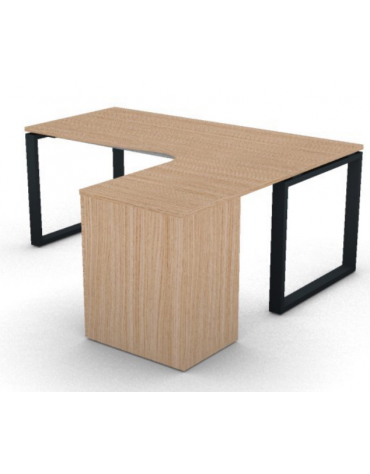 Workstation con cassettiera portante Dx e gambe ad anello - piano melaminico spessore mm 25 - Colori a scelta - cm 180x160x74h
