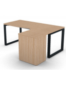 Workstation con cassettiera portante Dx e gambe ad anello - piano melaminico spessore mm 30 - Colori a scelta - cm 180x140x74,5h