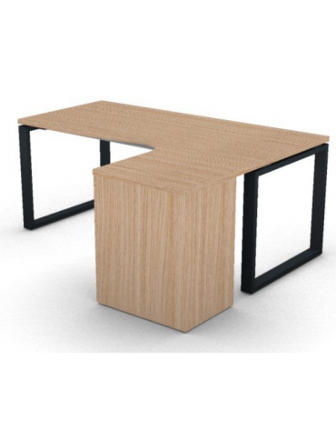Workstation con cassettiera portante Dx e gambe ad anello - piano melaminico spessore mm 30 - Colori a scelta - cm 180x140x74,5h