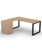 Workstation con cassettiera portante Sx e gambe ad anello - piano melaminico spessore mm 18 - Colori a scelta - cm 180x160x73,5h