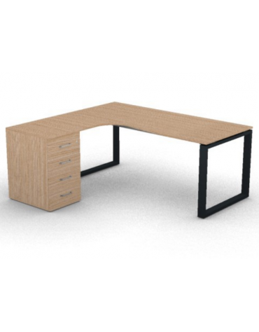 Workstation con cassettiera portante Sx e gambe ad anello - piano melaminico spessore mm 18 - Colori a scelta - cm 180x160x73,5h