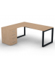 Workstation con cassettiera portante Sx e gambe ad anello - piano melaminico spessore mm 18 - Colori a scelta - cm 180x160x73,5h