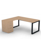 Workstation con cassettiera portante Sx e gambe ad anello - piano melaminico spessore mm 25 - Colori a scelta - cm 180x160x74h