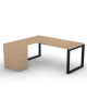 Workstation con cassettiera portante Sx e gambe ad anello - piano melaminico spessore mm 25 - Colori a scelta - cm 180x160x74h