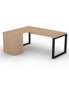 Workstation con cassettiera portante Sx e gambe ad anello - piano melaminico spessore mm 30 - Colori a scelta - cm 180x140x74,5h