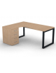 Workstation con cassettiera portante Sx e gambe ad anello - piano melaminico spessore mm 30 - Colori a scelta - cm 180x140x74,5h