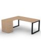 Workstation con cassettiera portante Sx e gambe ad anello - piano melaminico spessore mm 30 - Colori a scelta - cm 180x160x74,5h