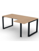 Workstation forma a L con gamba autoportante Dx, piano melaminico spessore mm 25 e gambe metalliche ad anello - cm 180x120x74h
