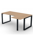 Workstation forma a L con gamba autoportante Dx, piano melaminico spessore mm 30 e gambe metalliche ad anello - cm 180x120x74,5h
