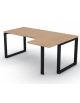 Workstation forma a L con gamba autoportante Dx, piano melaminico spessore mm 30 e gambe metalliche ad anello - cm 180x120x74,5h