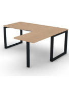 Workstation forma a L con gamba autoportante Dx, piano melaminico spessore mm 30 e gambe metalliche ad anello - cm 180x160x74,5h