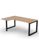 Workstation forma a L con gamba autoportante Sx, piano melaminico spessore mm 25 e gambe metalliche ad anello - cm 180x120x74h