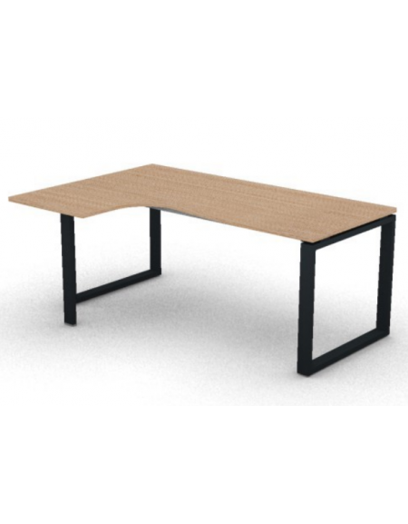 Workstation forma a L con gamba autoportante Sx, piano melaminico spessore mm 25 e gambe metalliche ad anello - cm 180x120x74h