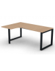 Workstation forma a L con gamba autoportante Sx, piano melaminico spessore mm 25 e gambe metalliche ad anello - cm 180x120x74h