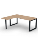Workstation forma a L con gamba autoportante Sx, piano melaminico spessore mm 25 e gambe metalliche ad anello - cm 180x160x74h