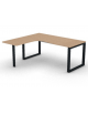 Workstation forma a L con gamba autoportante Sx, piano melaminico spessore mm 25 e gambe metalliche ad anello - cm 180x160x74h