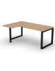 Workstation forma a L con gamba autoportante Sx, piano melaminico spessore mm 30 e gambe metalliche ad anello - cm 180x120x74,5h