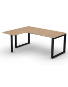 Workstation forma a L con gamba autoportante Sx, piano melaminico spessore mm 30 e gambe metalliche ad anello - cm 180x140x74,5h