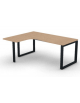 Workstation forma a L con gamba autoportante Sx, piano melaminico spessore mm 30 e gambe metalliche ad anello - cm 180x140x74,5h