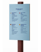 Palo con tabella di partenza in plastica riciclata completo di tabella in forex - cm 40x10x162h