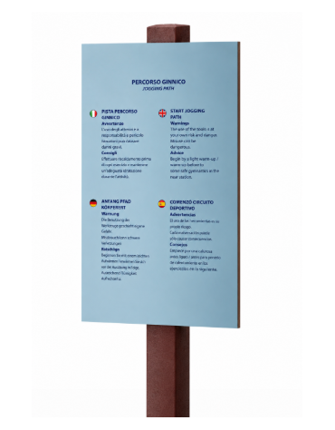 Palo con tabella di partenza in plastica riciclata completo di tabella in forex - cm 40x10x162h