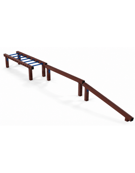 Attrezzatura da parco in plastica riciclata per camminamenti in equilibrio  - cm 626x66x51h