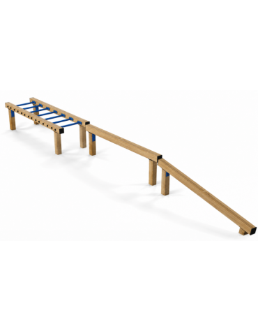 Attrezzatura da parco in legno termotrattato per camminamenti in equilibrio  - cm 626x66x51h