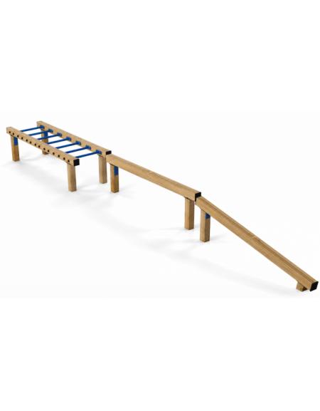 Attrezzatura da parco in legno termotrattato per camminamenti in equilibrio  - cm 626x66x51h