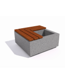 Panchina in cemento quadrata con fioriera cm 50x50, colore Grigio pietra - seduta in legno - cm 100x100x45h - Conforme ai CAM