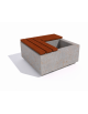 Panchina in cemento quadrata con fioriera cm 50x50, colore Grigio travertino - seduta in legno - cm 100x100x45h - Conforme CAM