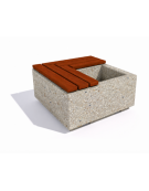 Panchina in cemento quadrata con fioriera cm 50x50, colore Grigio sabbiato - seduta in legno - cm 100x100x45h - Conforme ai CAM