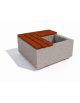 Panchina in cemento quadrata con fioriera cm 50x50, colore Bianco sabbiato - seduta in legno - cm 100x100x45h - Conforme ai CAM