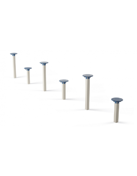 Pali per equilibrio realizzati in alluminio con elementi circolari in HDPE - cm  625x30x98h