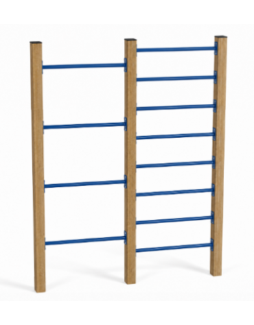 Doppia spalliera per esercizi ginnici in legno termotrattato e tubi in acciaio - cm 209x9x252h