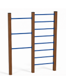 Doppia spalliera per esercizi  ginnici in alluminio rifinito in legno light e tubi in acciaio - cm 209x9x252h