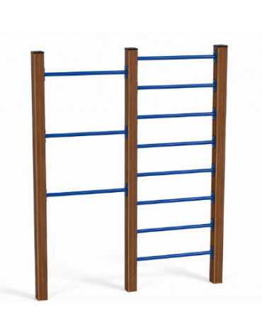 Doppia spalliera per esercizi  ginnici in alluminio rifinito in legno light e tubi in acciaio - cm 209x9x252h