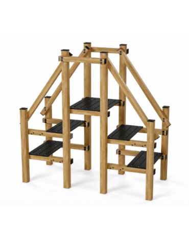 Struttura a sali scendi con pali in legno termotrattato con protezione in plastica - cm 219x113x212h