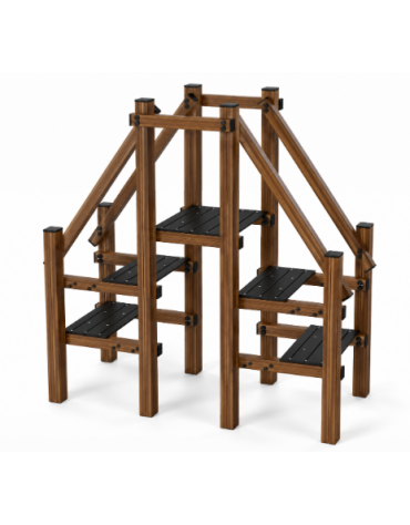Struttura a sali scendi con pali in alluminio rifinito in legno light con protezione in plastica - cm 219x113x212h