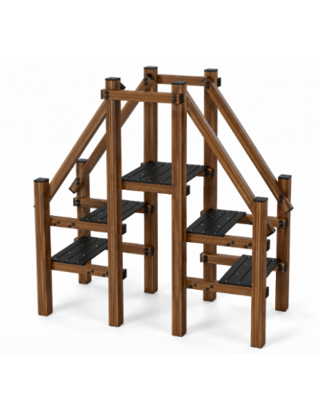 Struttura a sali scendi con pali in alluminio rifinito in legno light con protezione in plastica - cm 219x113x212h
