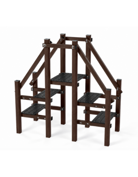 Struttura a sali scendi con pali in alluminio rifinito in legno dark con protezione in plastica - cm 219x113x212h